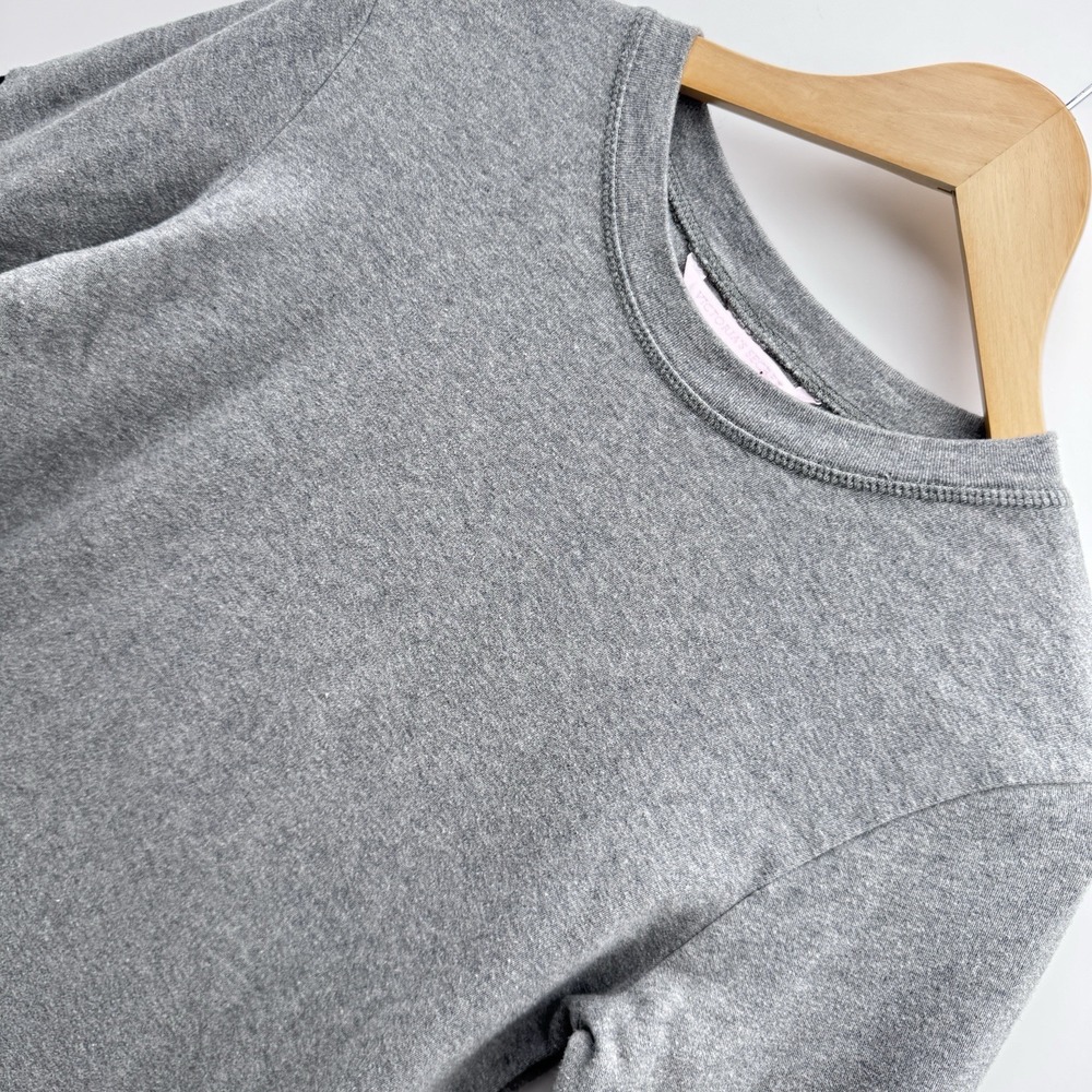 Victoria's Secret Shirt Small Gray Ski Lounge Top Black Elbow Patches Button